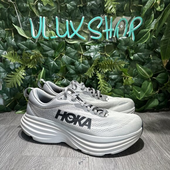 Hoka Bondi 8 Shoes Mens 11 2E Sharkskin Harbor Mist Road...